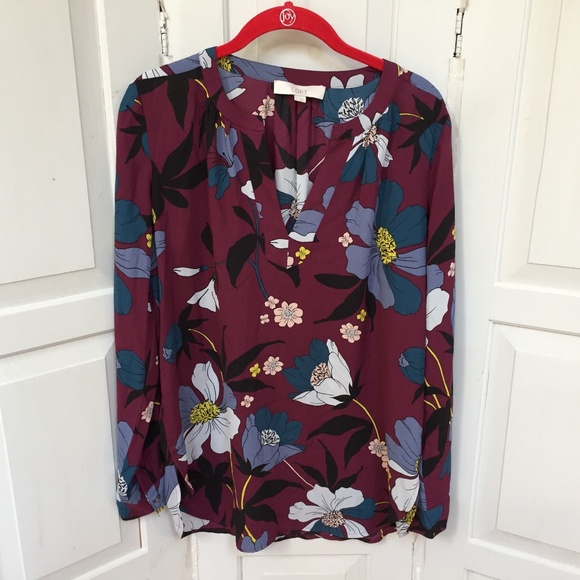 LOFT Tops - LOFT Floral Long Sleeve Tunic